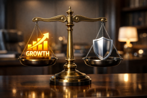 Rappresentazione bilanciata di azioni (crescita) e obbligazioni (protezione) nella gestione patrimoniale.