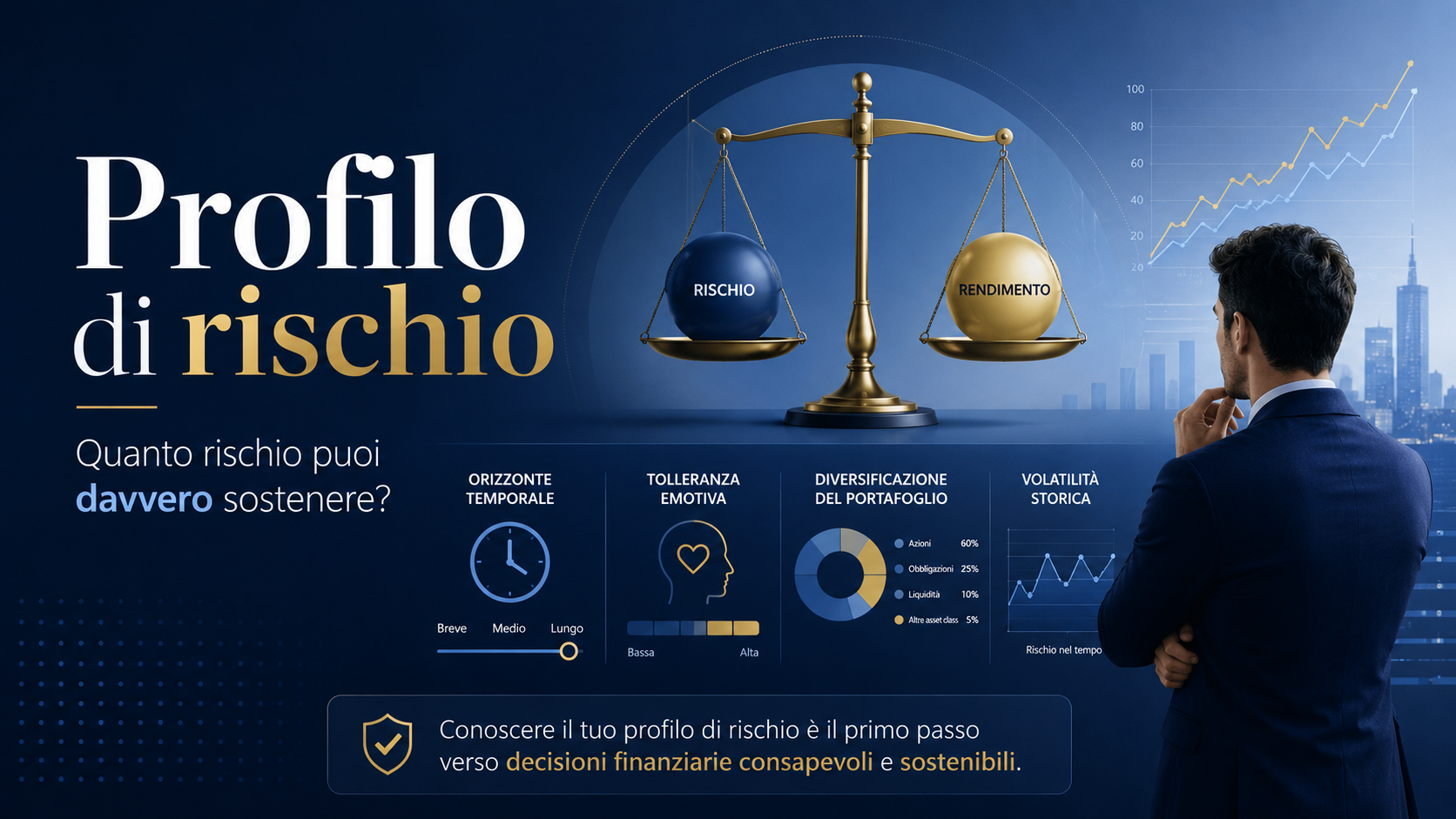 Profilo di rischio negli investimenti con equilibrio tra rendimento, orizzonte temporale e tolleranza alle oscillazioni